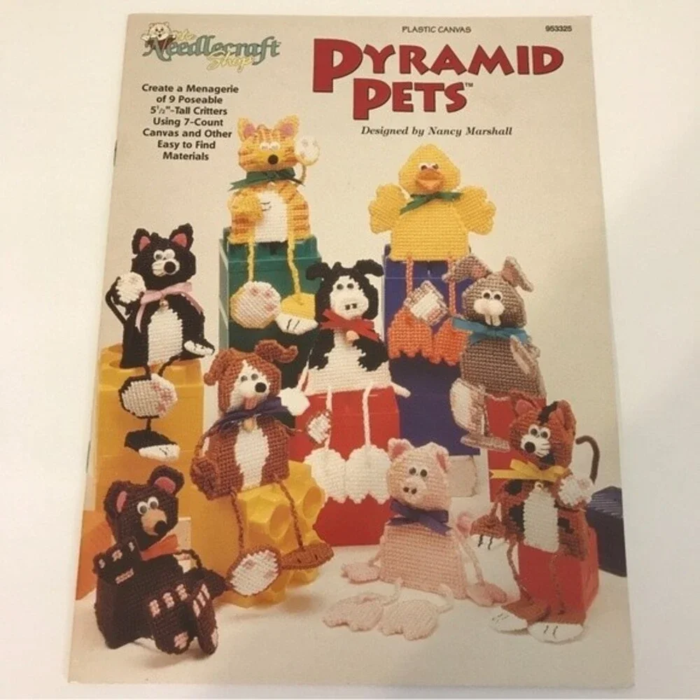 Vintage Plastic Canvas Instruction Booklets Cat Portraits and Poseable Pets